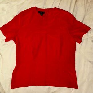 Vintage Charter Club 100% Silk Blouse Red Size 14 | Button-Back Classic Holiday
